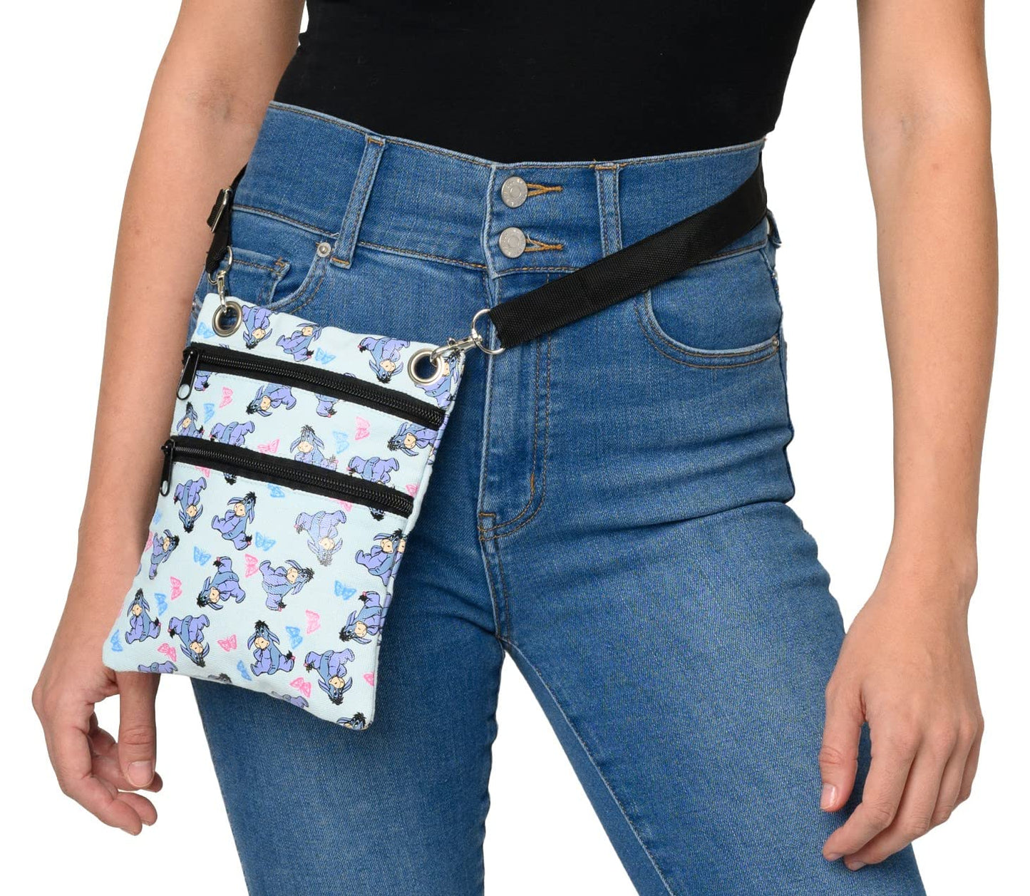 Disney Passport Bag Crossbody Travel Mickey Minnie Eeyore Stitch Cheshire All Over Print