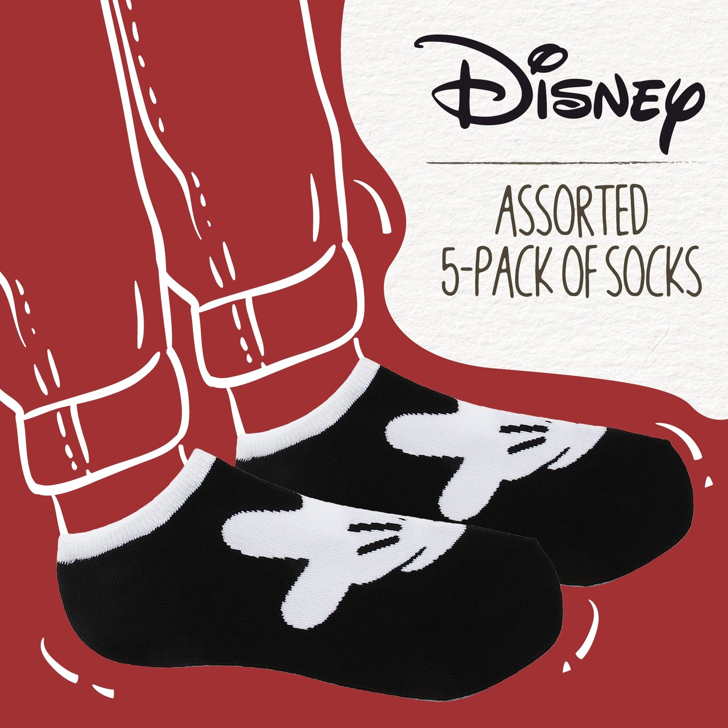 Disney Women's Mickey Mouse 5 Pack No Show Socks