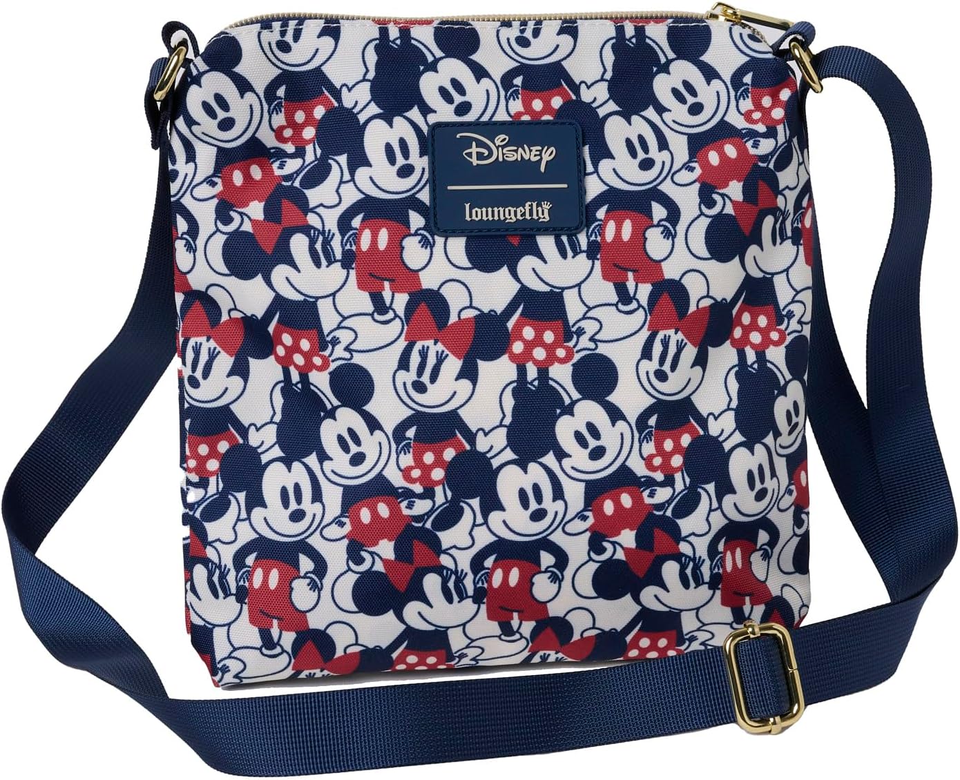 Loungefly Mickey and Minnie Mouse Crossbody Purse Women's Passport Bag Navy Nylon