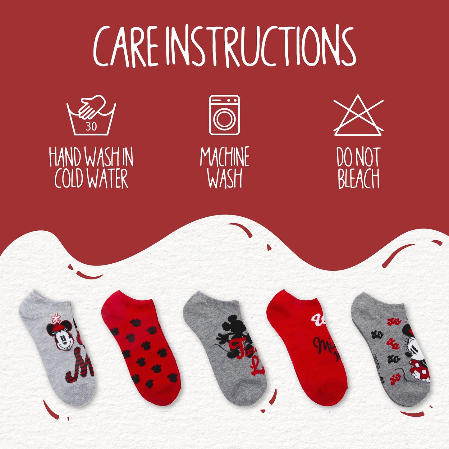 Disney Women's Mickey Mouse 5 Pack No Show Socks