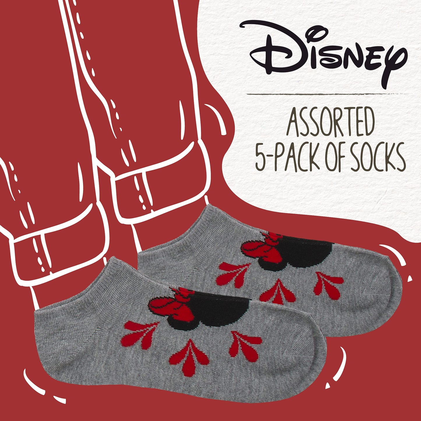 Disney Women's Mickey Mouse 5 Pack No Show Socks