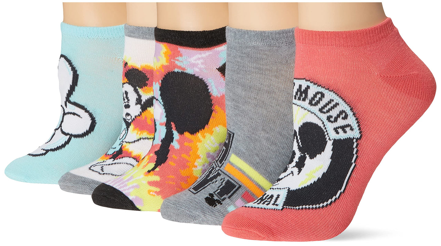 Disney Women's Mickey Mouse 5 Pack No Show Socks