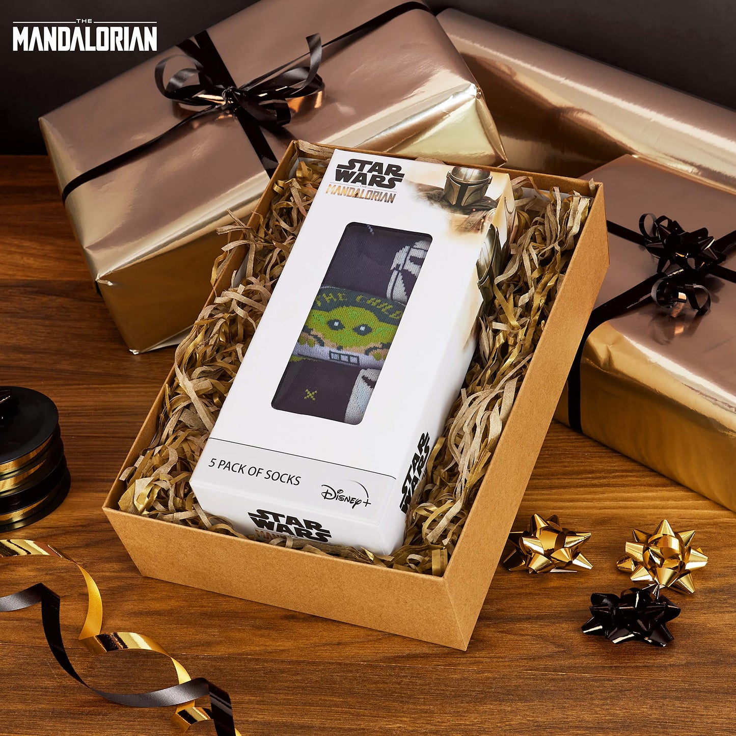 Disney Crew Socks for Men & Teens US Size 7–11, Pack of 5 Casual Socks, Star Wars Baby Yoda Monsters Inc, Cozy Gifts for Men