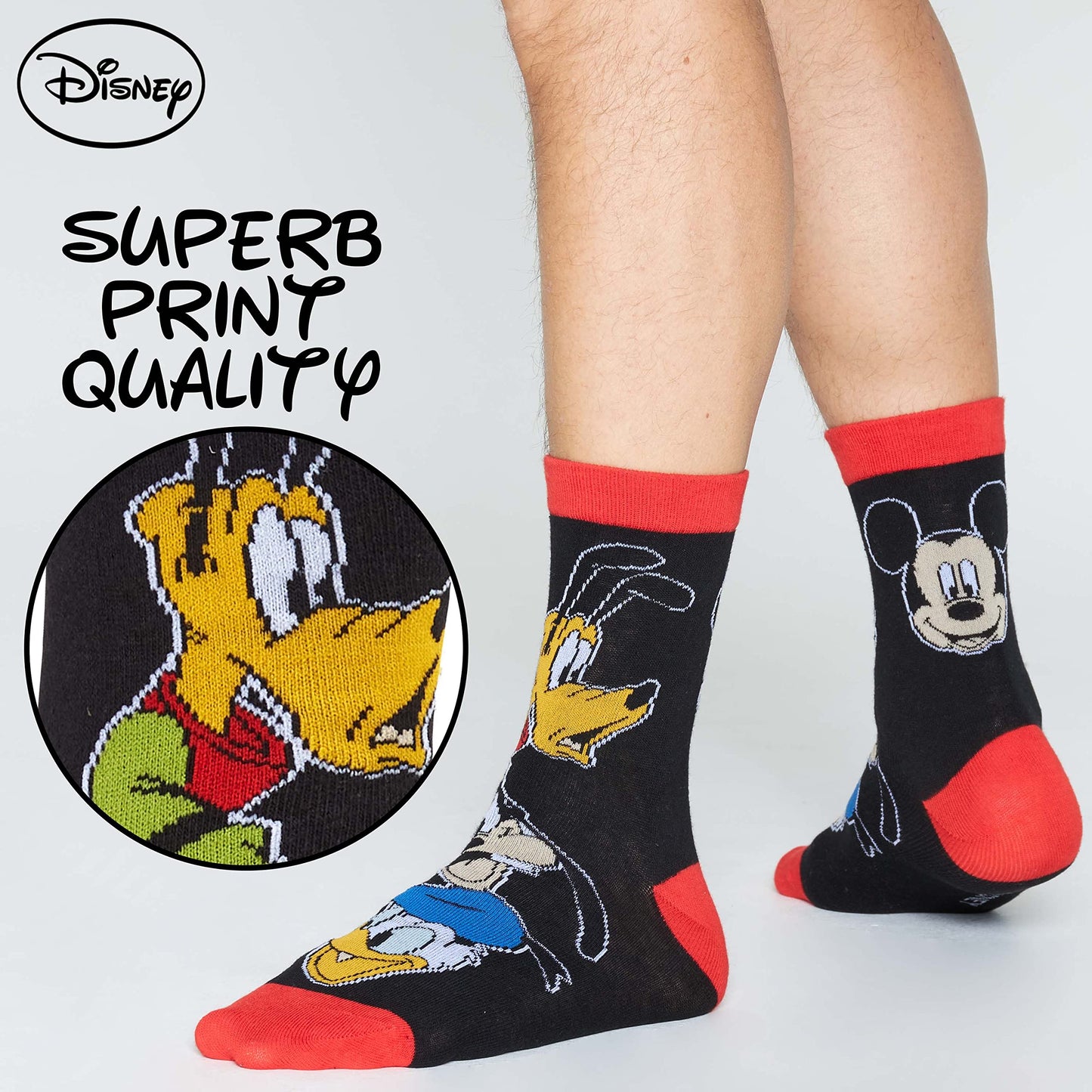 Disney Crew Socks for Men & Teens US Size 7–11, Pack of 5 Casual Socks, Star Wars Baby Yoda Monsters Inc, Cozy Gifts for Men