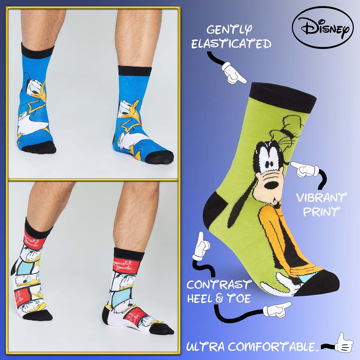 Disney Crew Socks for Men & Teens US Size 7–11, Pack of 5 Casual Socks, Star Wars Baby Yoda Monsters Inc, Cozy Gifts for Men