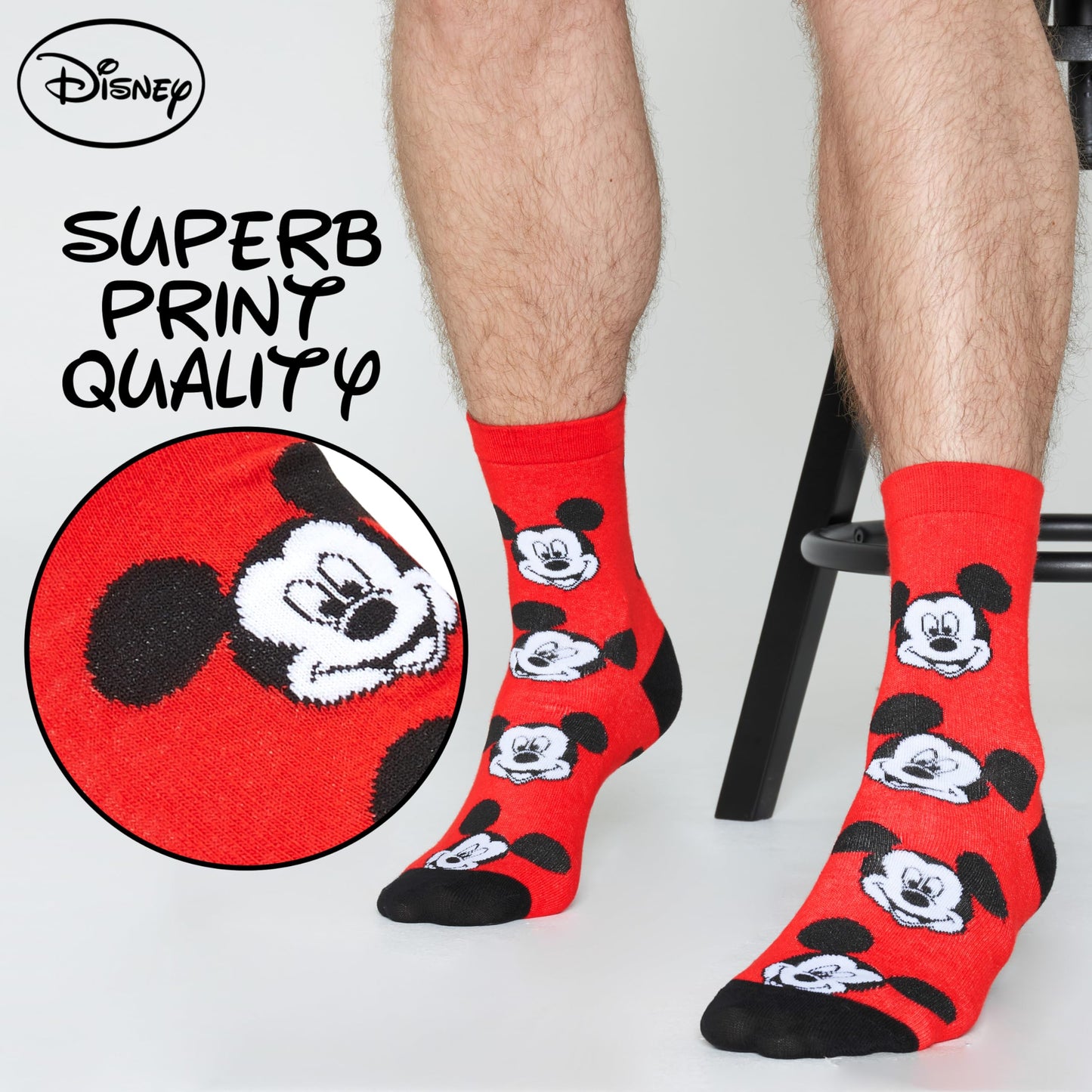 Disney Crew Socks for Men & Teens US Size 7–11, Pack of 5 Casual Socks, Star Wars Baby Yoda Monsters Inc, Cozy Gifts for Men
