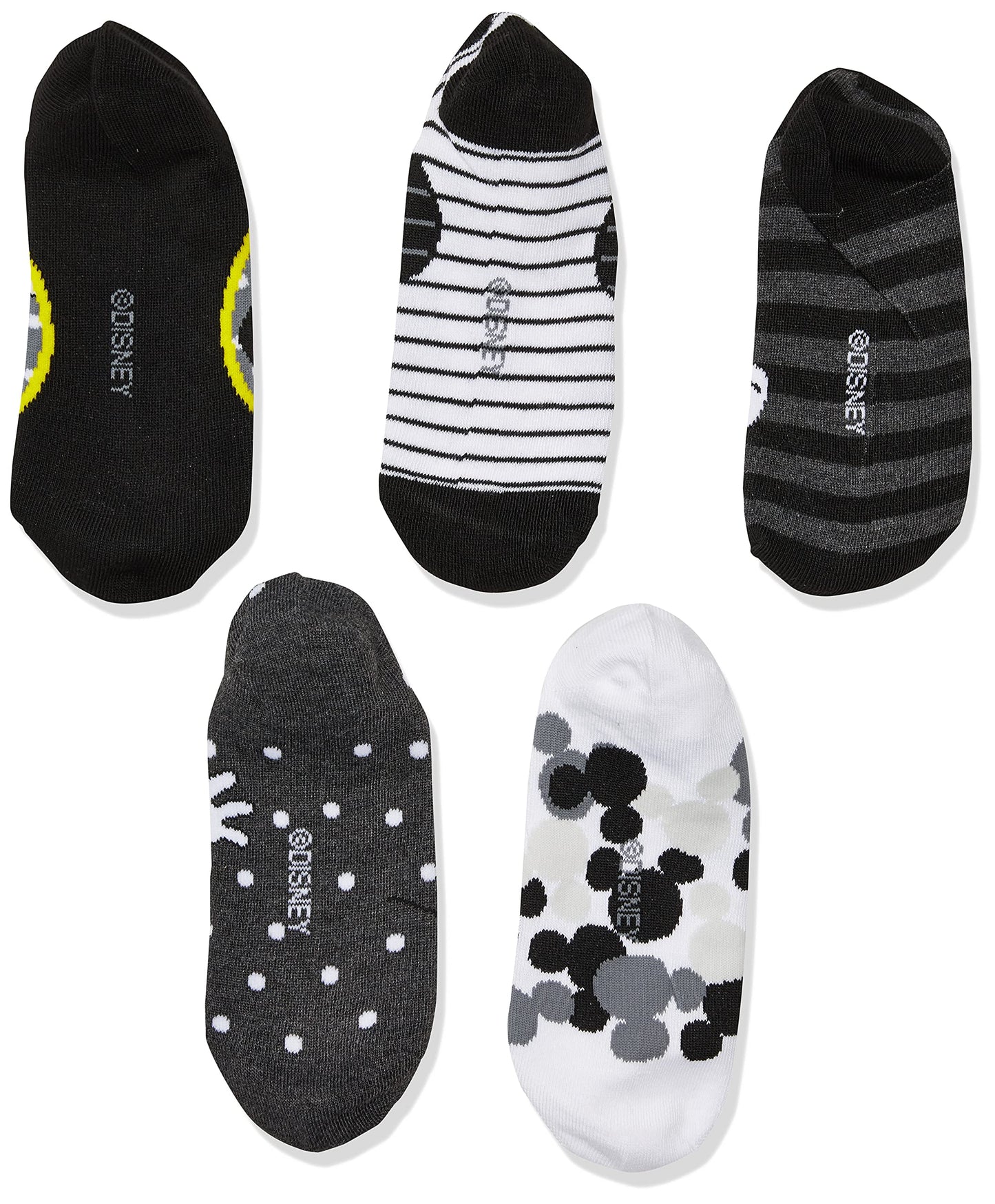 Disney Women's Mickey Mouse 5 Pack No Show Socks
