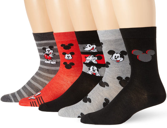 Disney mens Mickey Mouse 5 Pack Crew Socks