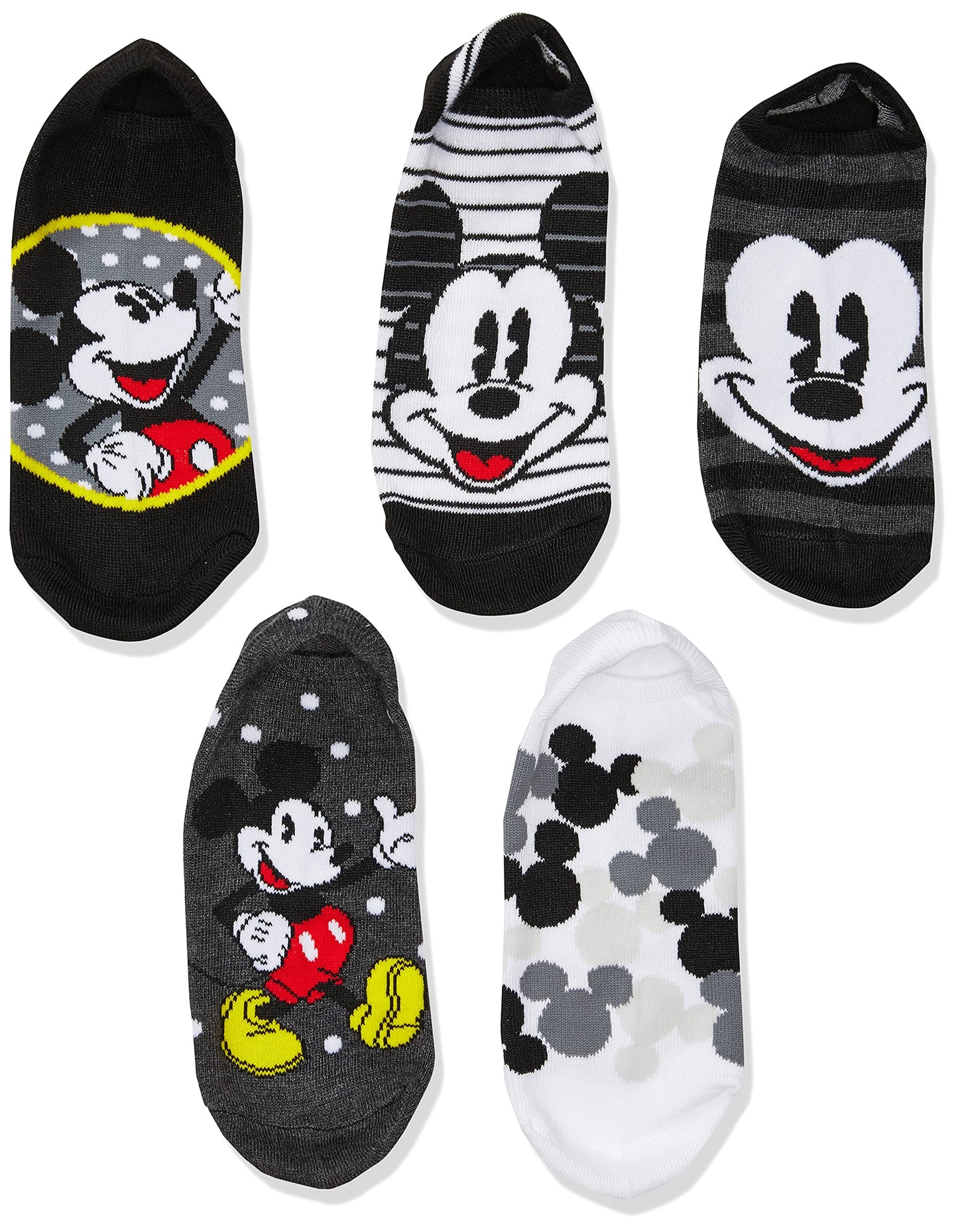 Disney Women's Mickey Mouse 5 Pack No Show Socks