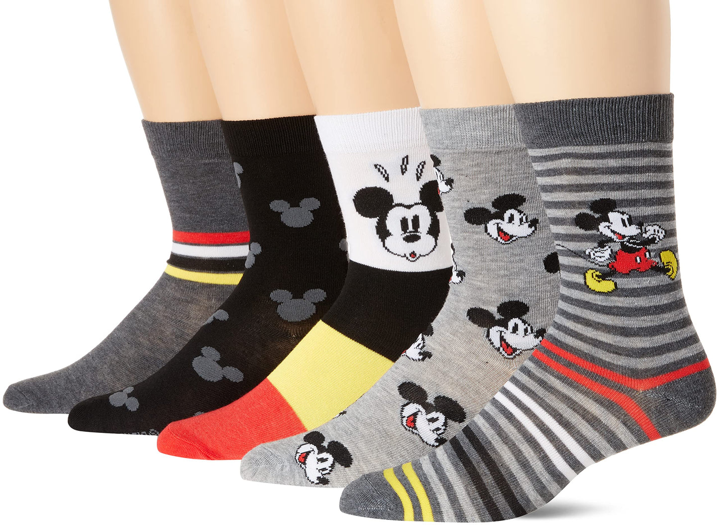 Disney mens Mickey Mouse 5 Pack Crew Socks