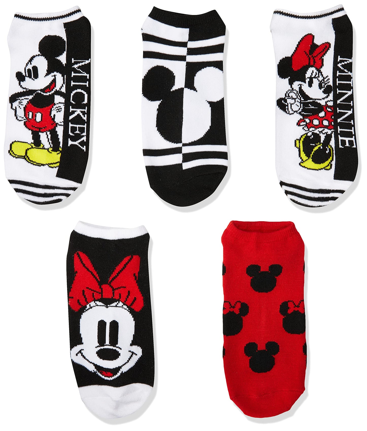 Disney Women's Mickey Mouse 5 Pack No Show Socks