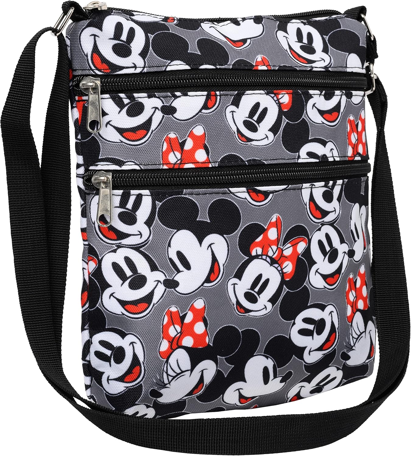 Disney Crossbody Bag Mickey & Minnie Mouse Travel Passport (Mickey Minnie Grey)