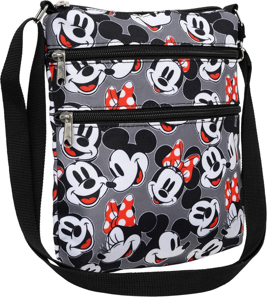 Disney Crossbody Bag Mickey & Minnie Mouse Travel Passport (Mickey Minnie Grey)