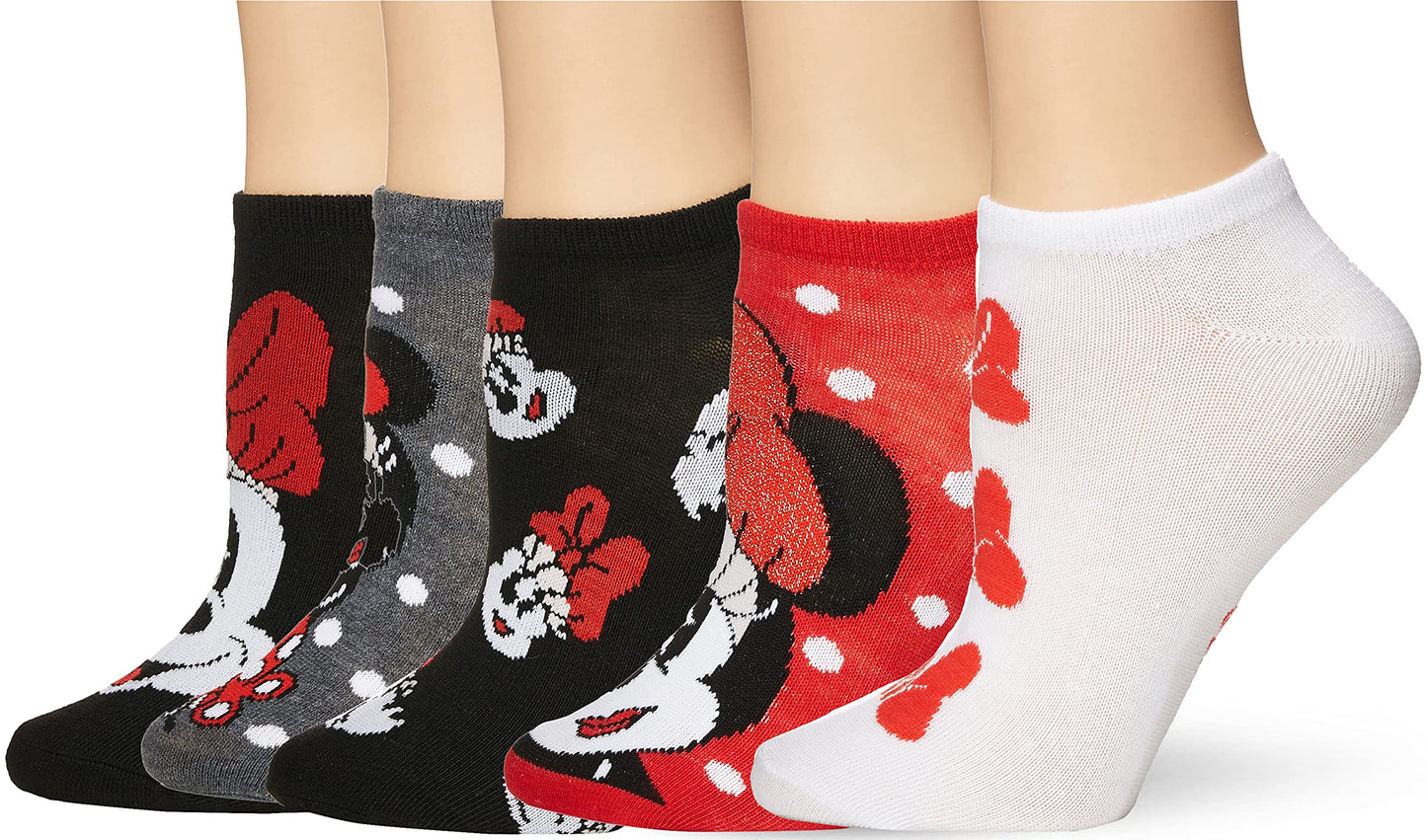Disney womens Minnie Mouse 5 Pack No Show Socks