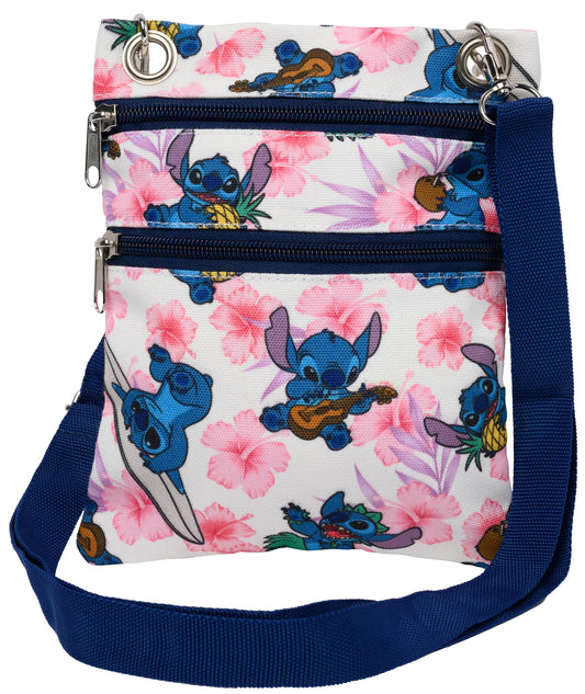 Disney Passport Bag Crossbody Travel Mickey Minnie Eeyore Stitch Cheshire All Over Print